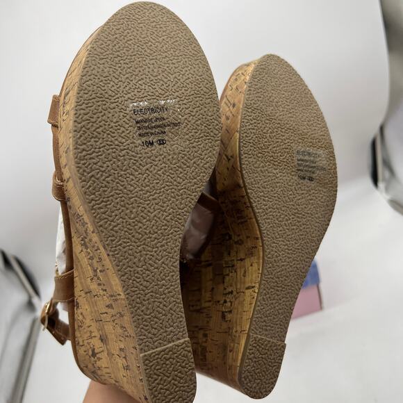 Pop Womens Electricity Wedge Sandals Brown Cognac Size 10M - Picture 8 of 11